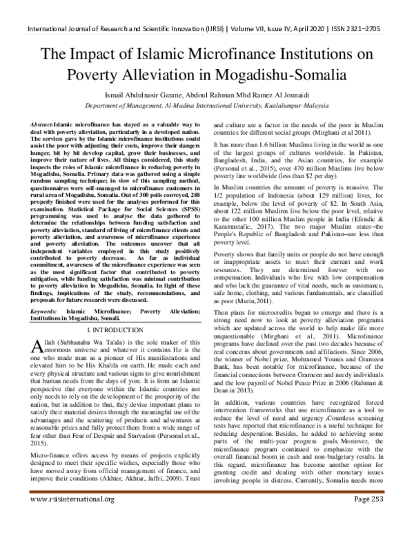 (PDF) The Impact of Islamic Microfinance Institutions on Poverty ...