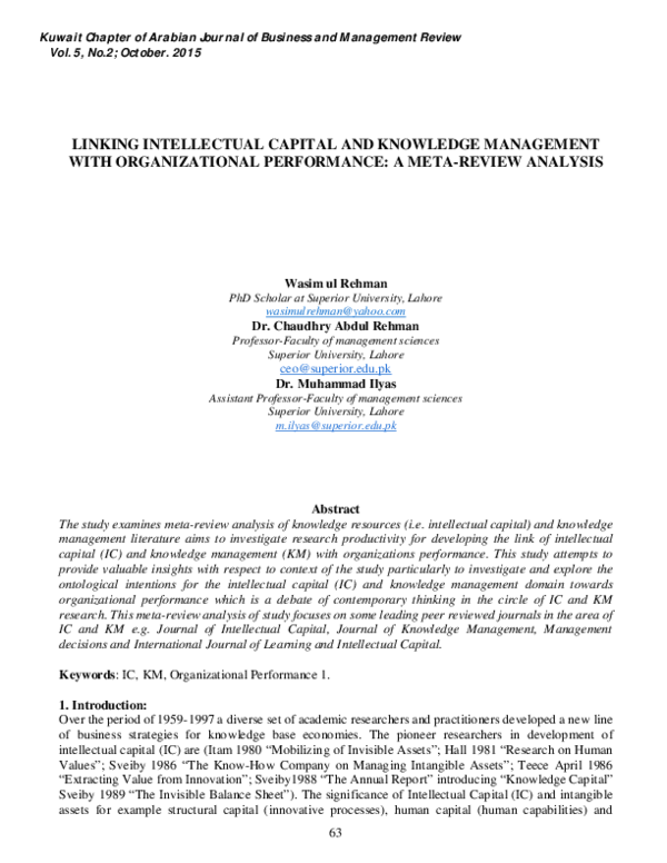 (PDF) Linking Intellectual Capital and Knowledge Management with ...