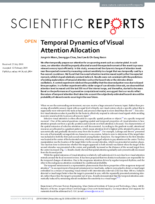 (PDF) Temporal Dynamics of Visual Attention Allocation