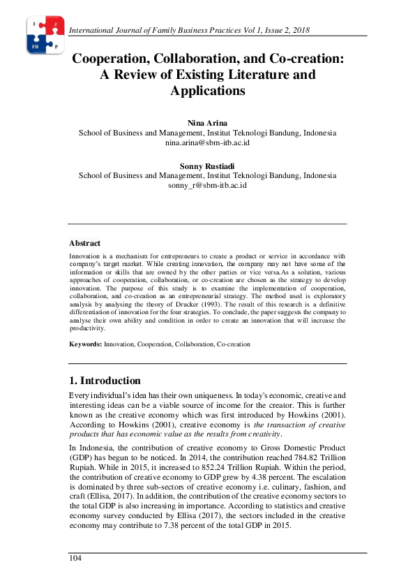 (PDF) Cooperation, Collaboration, and Co-creation: A Review of Existing ...