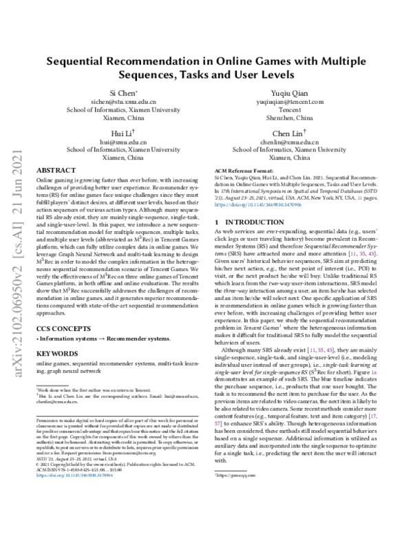 (PDF) Sequential Recommendation in Online Games with Multiple Sequences ...