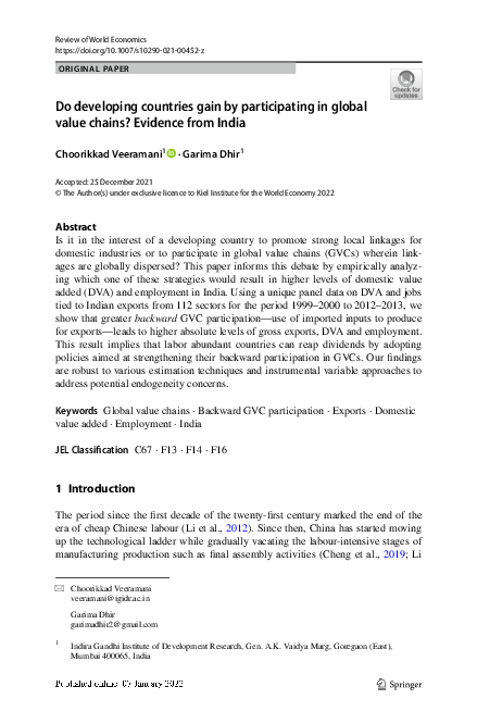 (PDF) Do developing countries gain by participating in global value ...
