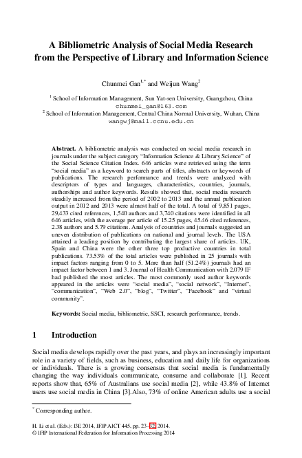 (PDF) A Bibliometric Analysis of Social Media Research from the ...