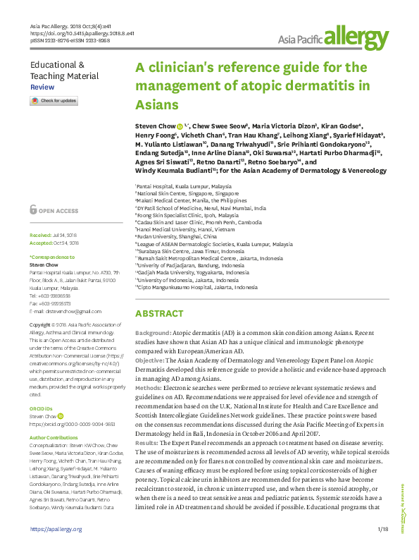 (PDF) A clinician's reference guide for the management of atopic ...