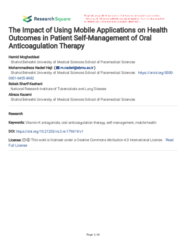 (PDF) The Impact of Using Mobile Applications on Health Outcomes in ...
