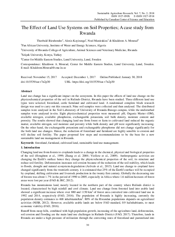 (PDF) The Effect of Land Use Systems on Soil Properties; A case study ...