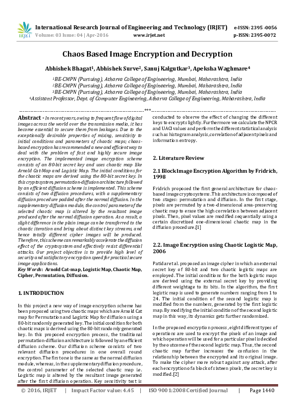 (PDF) Chaos Based Image Encryption and Decryption