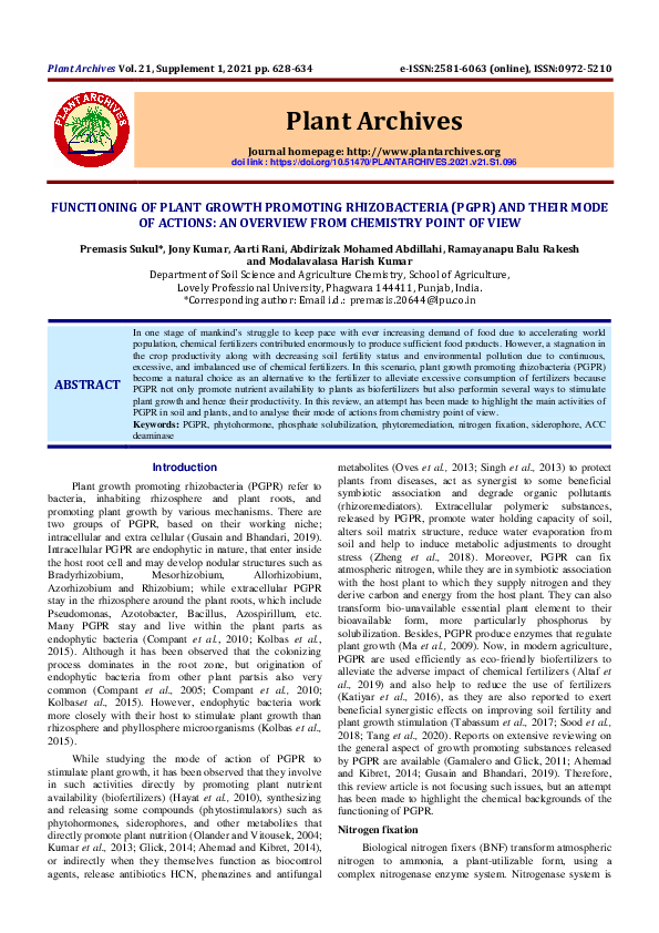 (PDF) Functioning of Plant Growth Promoting Rhizobacteria (PGPR) and ...