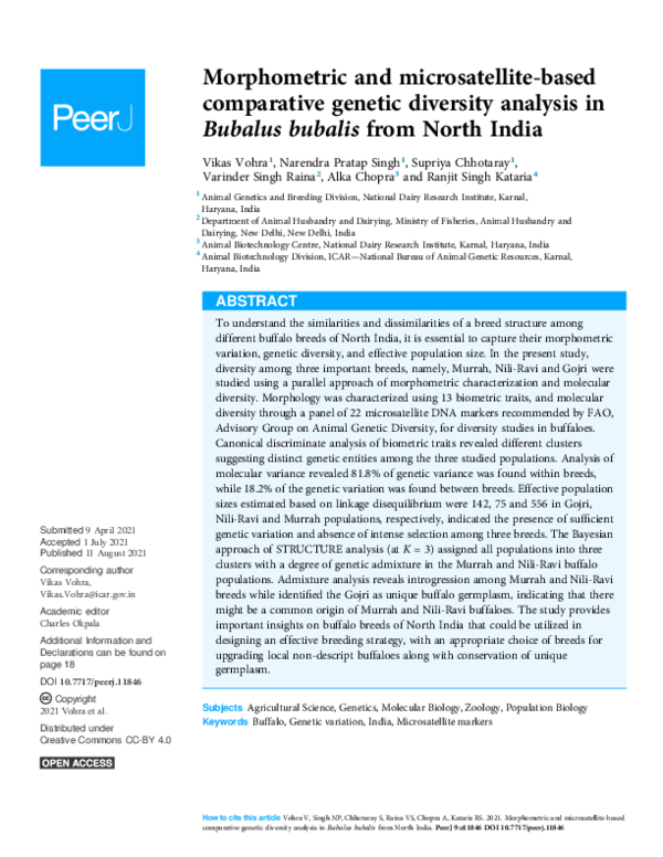 (PDF) Morphometric and microsatellite-based comparative genetic ...