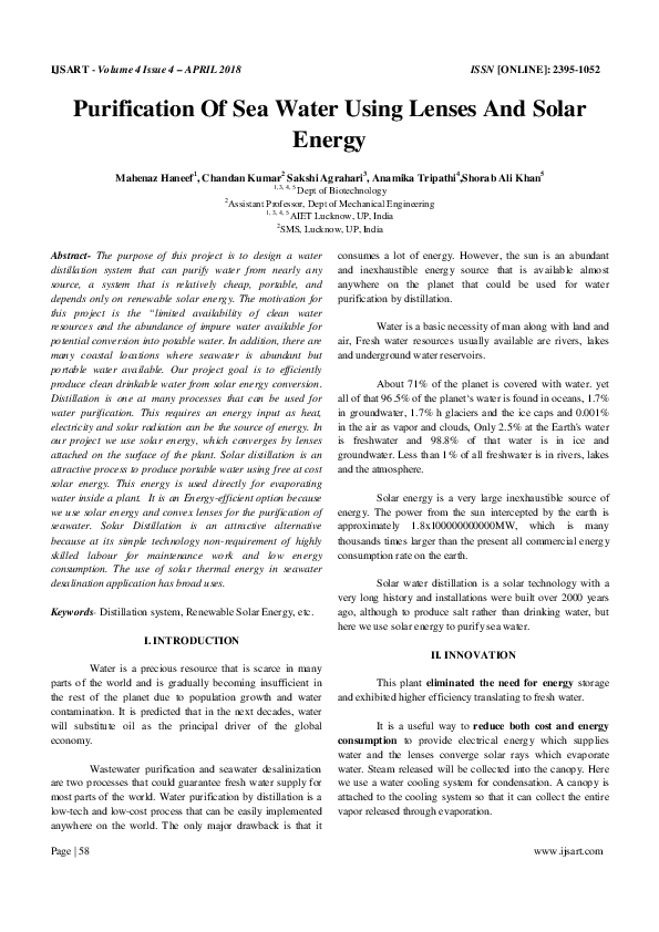 (PDF) Purification Of Sea Water Using Lenses And Solar Energy mahenaz