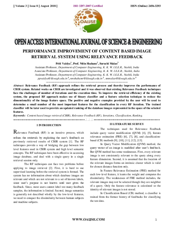 (PDF) Performance Improvement of Content Based Image Retrieval System ...