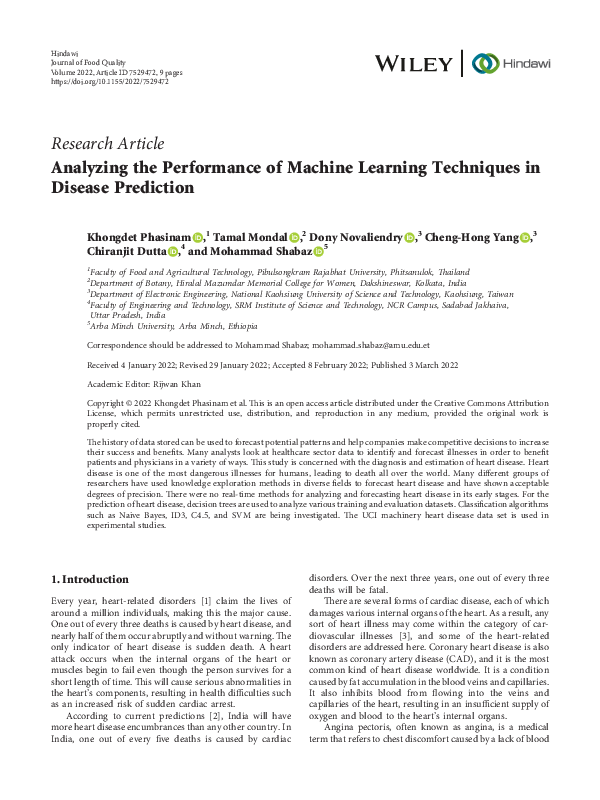 (PDF) Analyzing the Performance of Machine Learning Techniques in ...