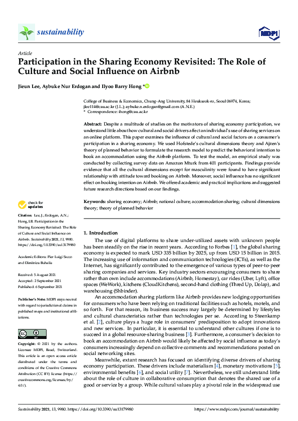 (PDF) Participation in the Sharing Economy Revisited: The Role of ...