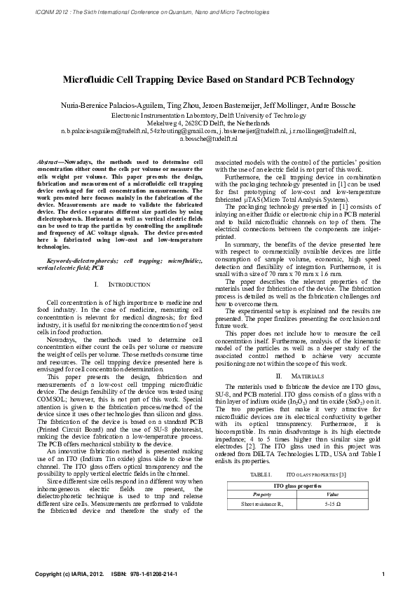 (PDF) Microfluidic Cell Trapping Device Based on Standard PCB Technology