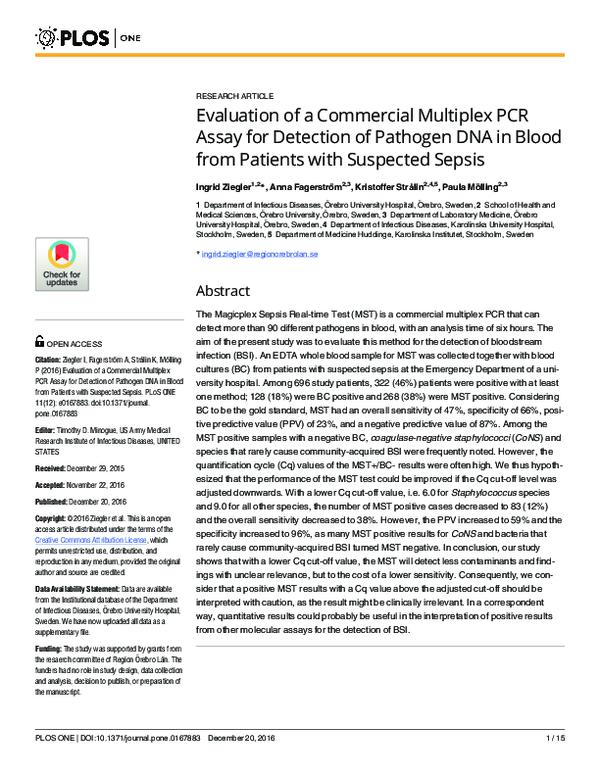 (PDF) Evaluation of a Commercial Multiplex PCR Assay for Detection of ...