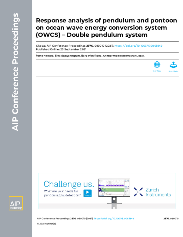 (PDF) Response analysis of pendulum and pontoon on ocean wave energy ...