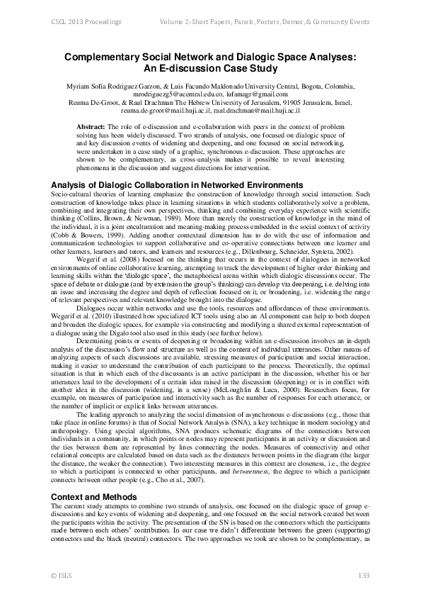 (PDF) Complementary Social Network and Dialogic Space Analyses: An E ...