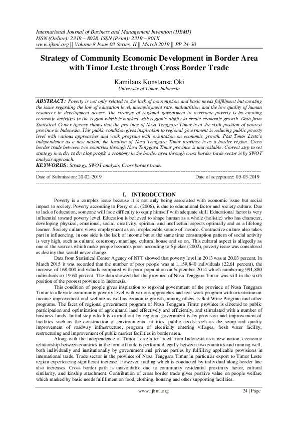 (PDF) Strategy of Community Economic Development in Border Area with ...