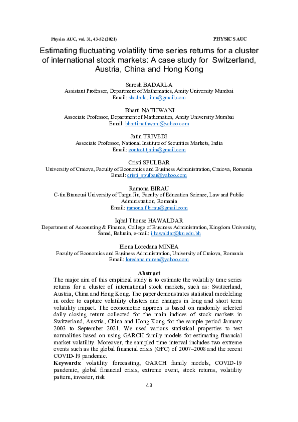 (PDF) Estimating fluctuating volatility time series returns for a ...