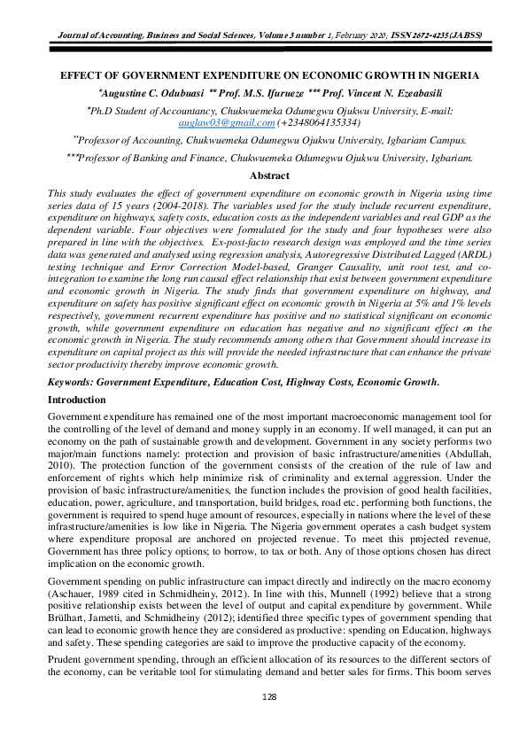 (PDF) Effect of Government Expenditure on Economic Growth in Nigeria