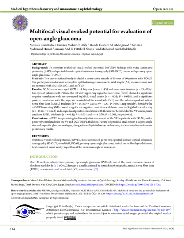 (PDF) Multifocal visual evoked potential for evaluation of open-angle ...