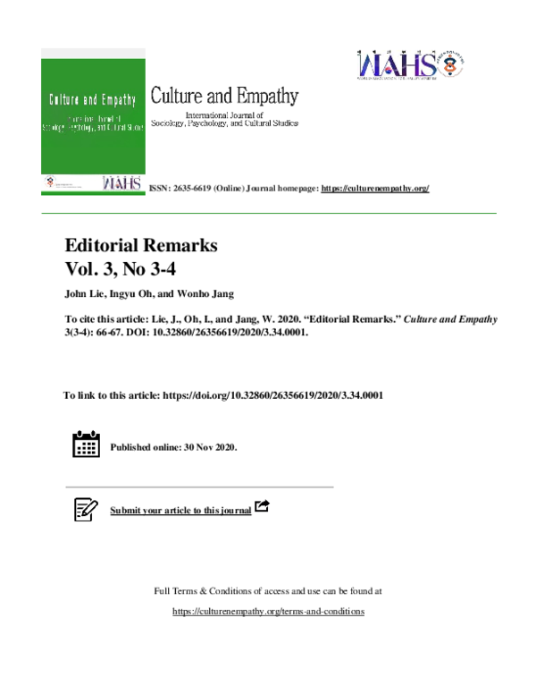 (PDF) Editorial Remarks (Vol. 3, No. 3-4)