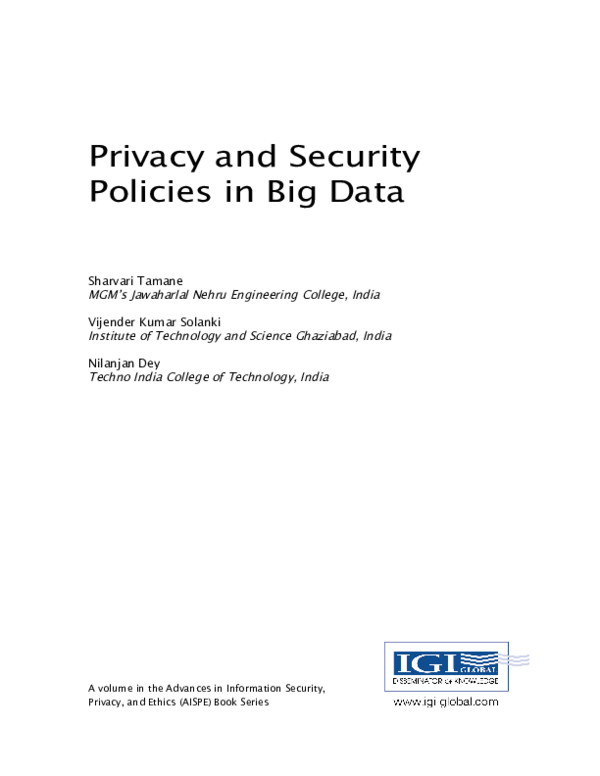 (PDF) Privacy and Security Policies in Big Data