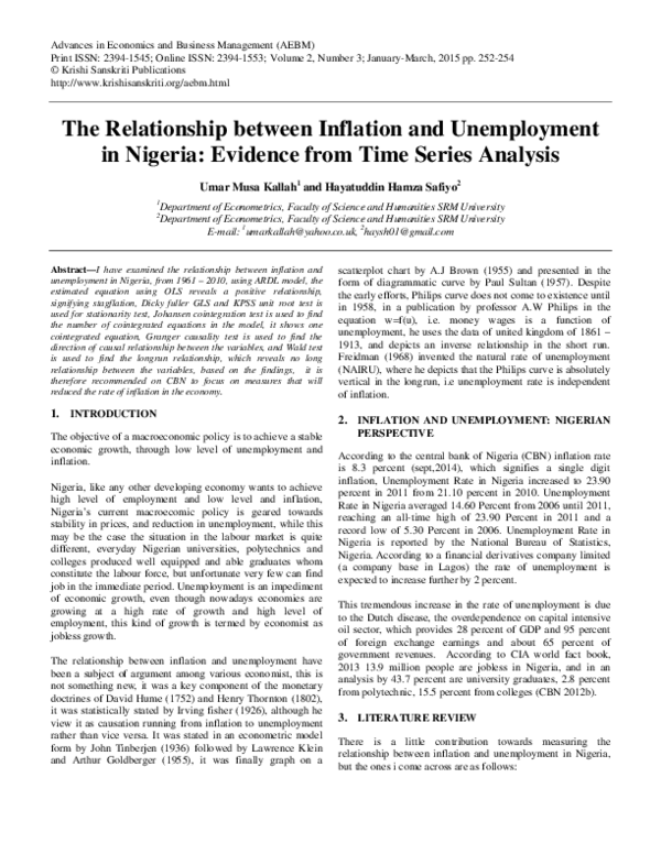 (PDF) The Relationship between Inflation and Unemployment in Nigeria ...
