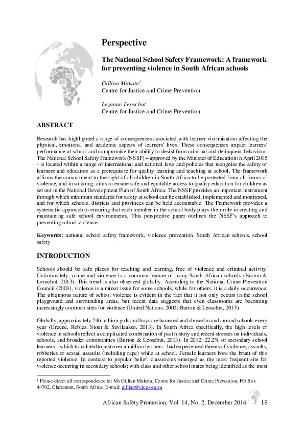 (PDF) The National School Safety Framework A framework for preventing