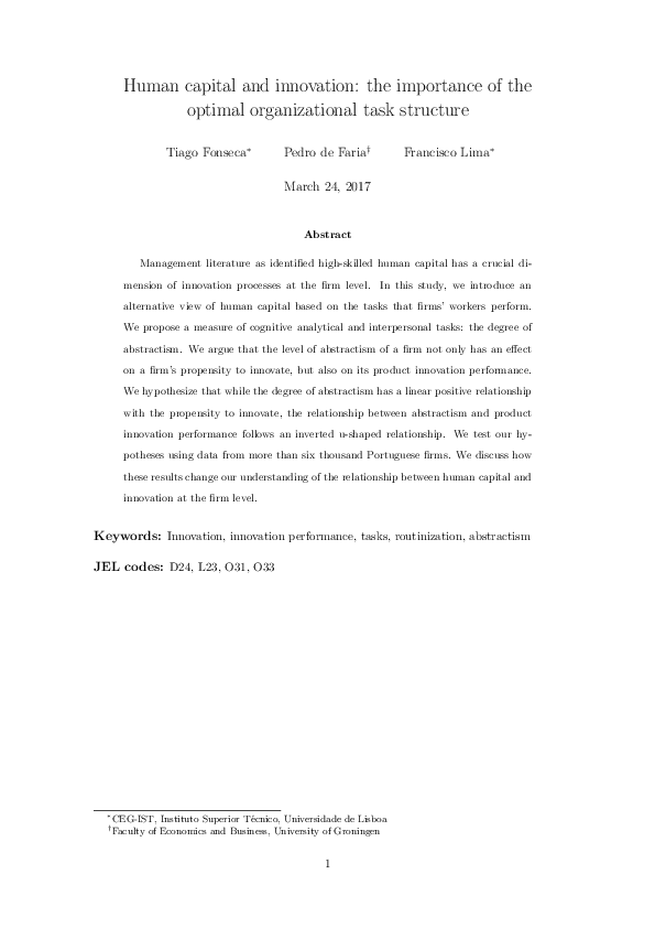 (PDF) Human capital and innovation: the importance of the optimal ...