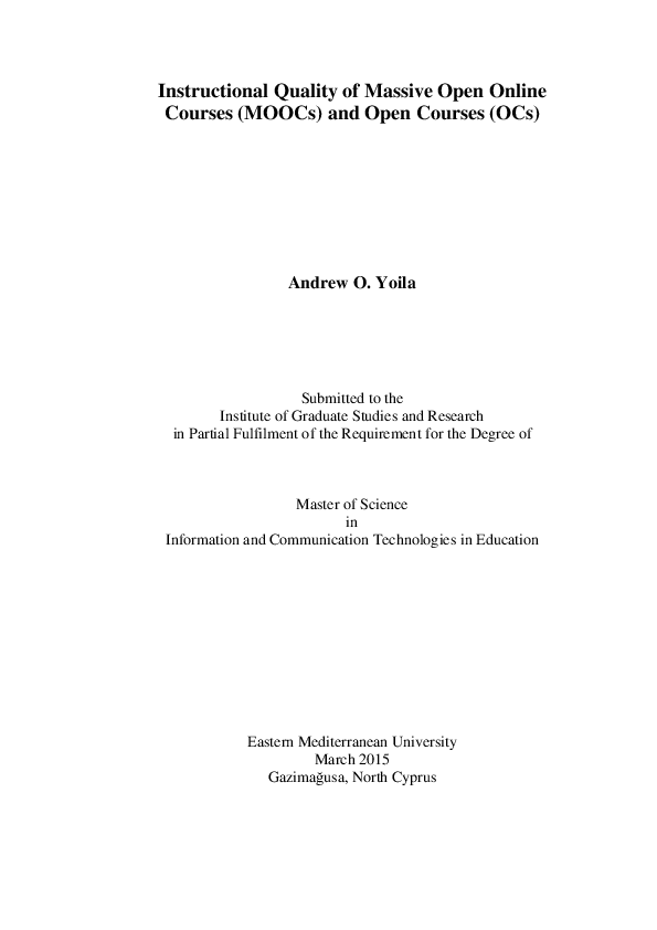 (PDF) Instructional Quality of Massive Open Online Courses (MOOCs) and ...