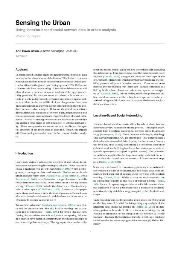(PDF) Sensing the Urban Using location-based social network data in ...