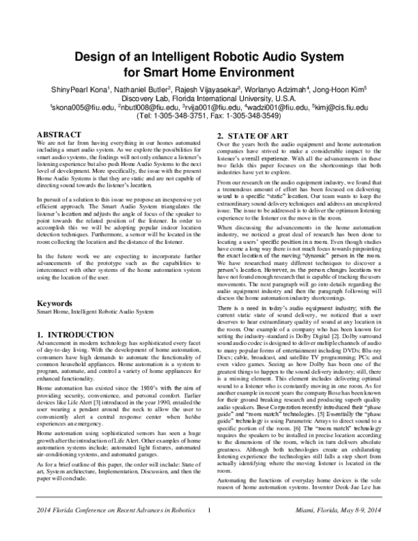 (PDF) Design of an Intelligent Robotic Audio System for Smart Home ...