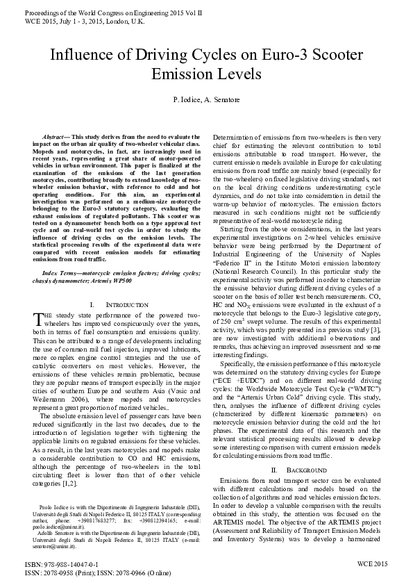 (PDF) Influence of Driving Cycles on Euro3 Scooter Emission Levels