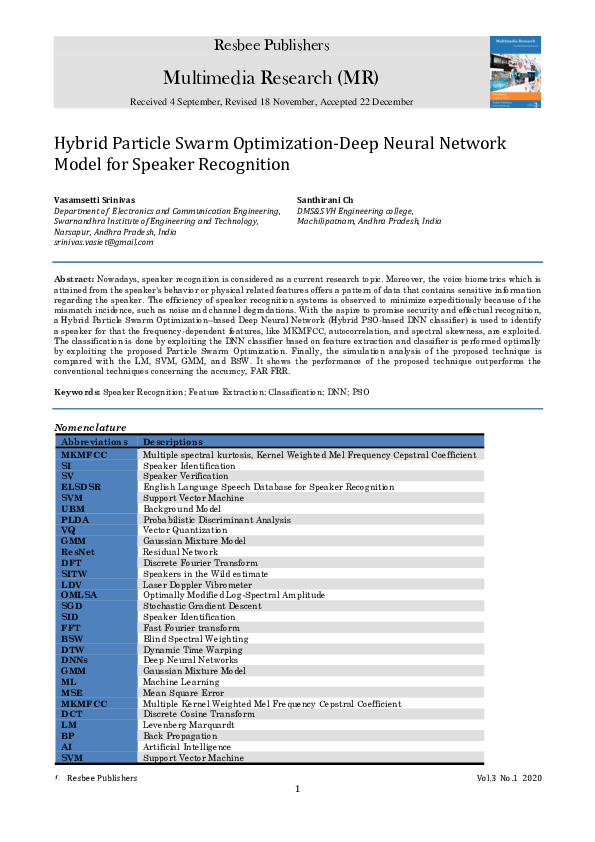 (PDF) Hybrid Particle Swarm Optimization-Deep Neural Network Model for ...