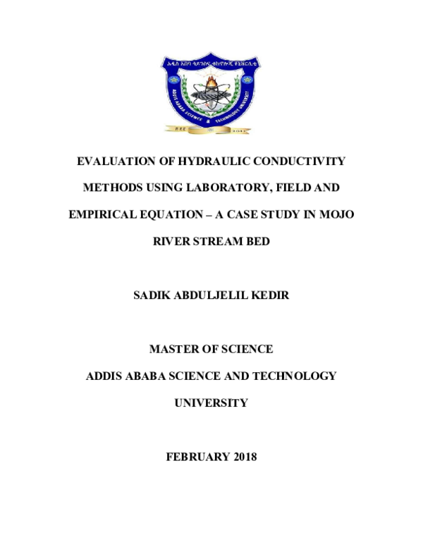 (PDF) EVALUATION OF HYDRAULIC CONDUCTIVITY METHODS USING LABORATORY ...