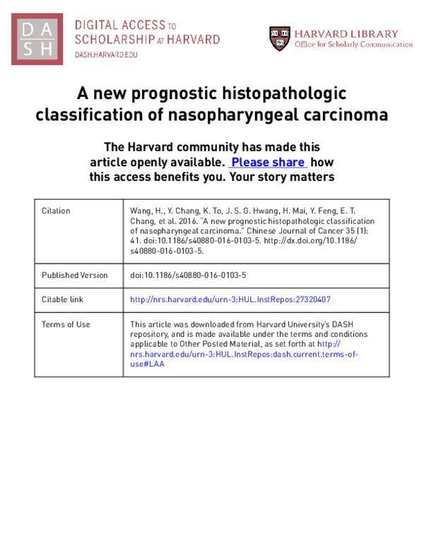 (PDF) A new prognostic histopathologic classification of nasopharyngeal ...