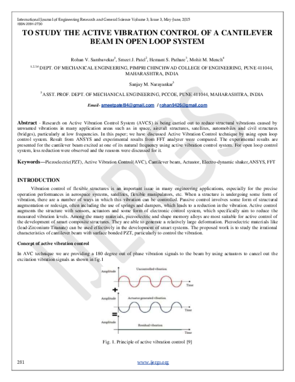 (PDF) To Study the Active Vibration Control of a Cantilever Beam in ...