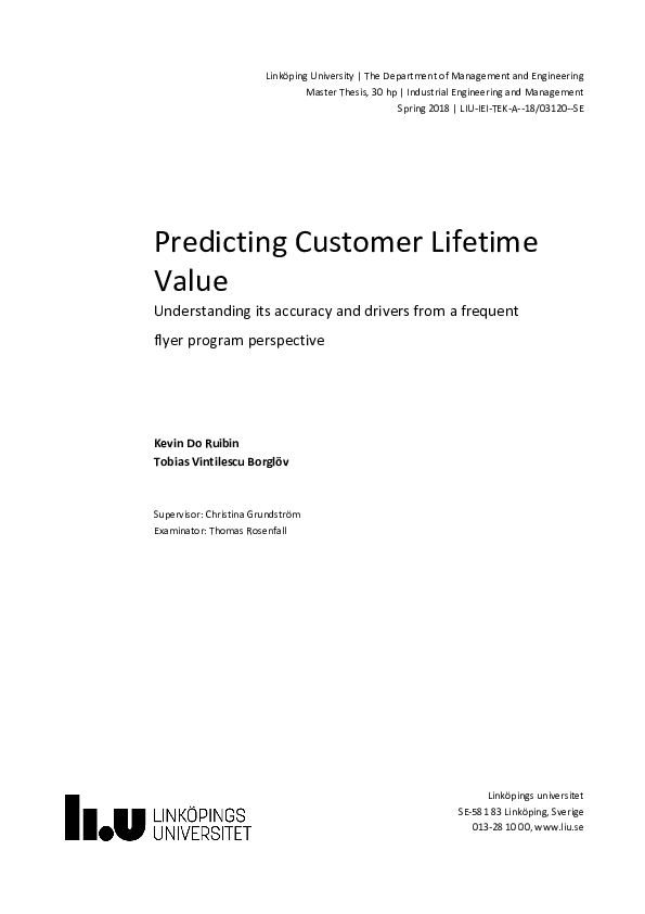 (PDF) Predicting Customer Lifetime Value : Understanding its accuracy ...