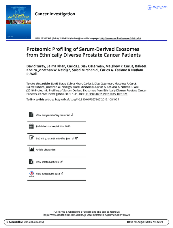 (PDF) Proteomic Profiling of Serum-Derived Exosomes from Ethnically ...