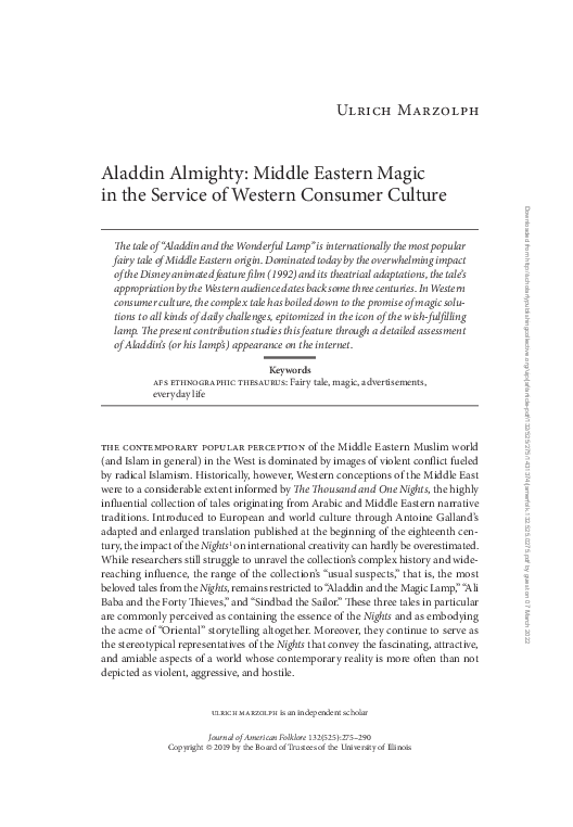 (PDF) Aladdin Almighty: Middle Eastern Magic in the Service of Western ...