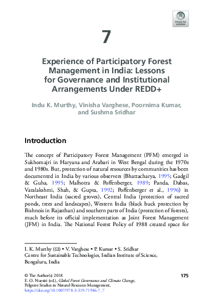 (PDF) Experience of Participatory Forest Management in India: Lessons ...