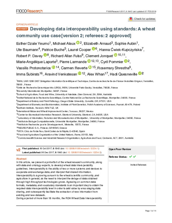 (PDF) Developing data interoperability using standards: A wheat ...