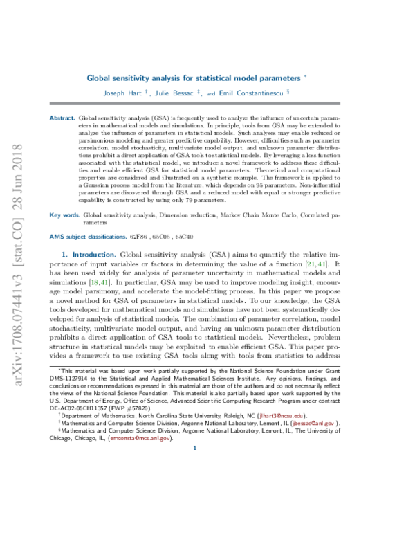 (PDF) Global Sensitivity Analysis for Statistical Model Parameters