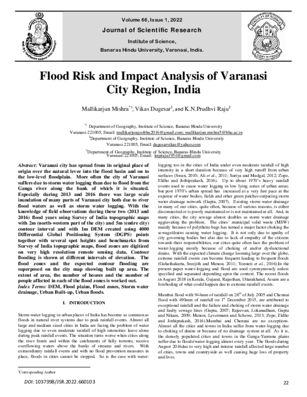 (PDF) Flood Risk and Impact Analysis of Varanasi City Region, India