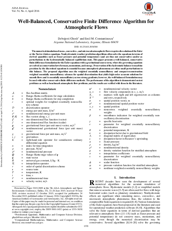 (PDF) Well-Balanced, Conservative Finite Difference Algorithm for ...