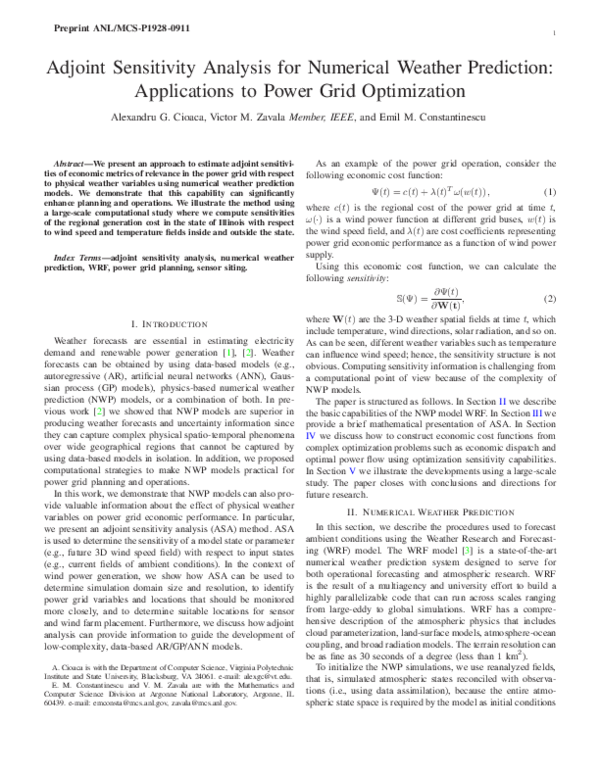 (PDF) 1Adjoint Sensitivity Analysis for Numerical Weather Prediction ...