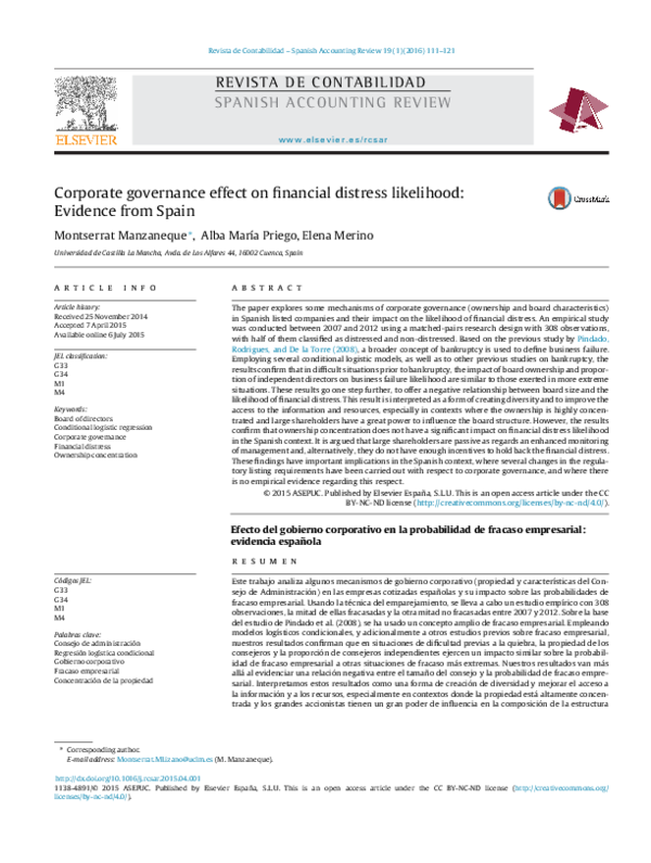 (PDF) Corporate governance effect on financial distress likelihood ...