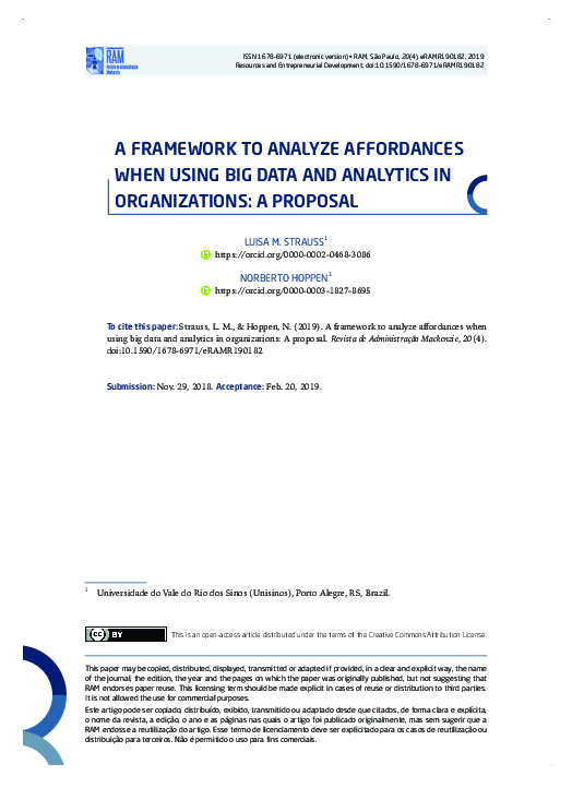 (PDF) A Framework to Analyze Affordances When Using Big Data and ...