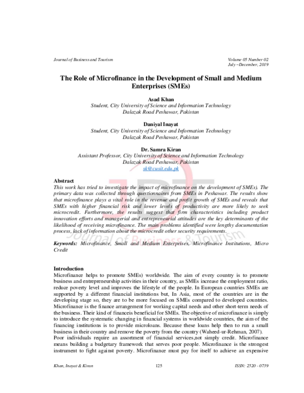 (PDF) The Role of Microfinance in the Development of Small and Medium ...